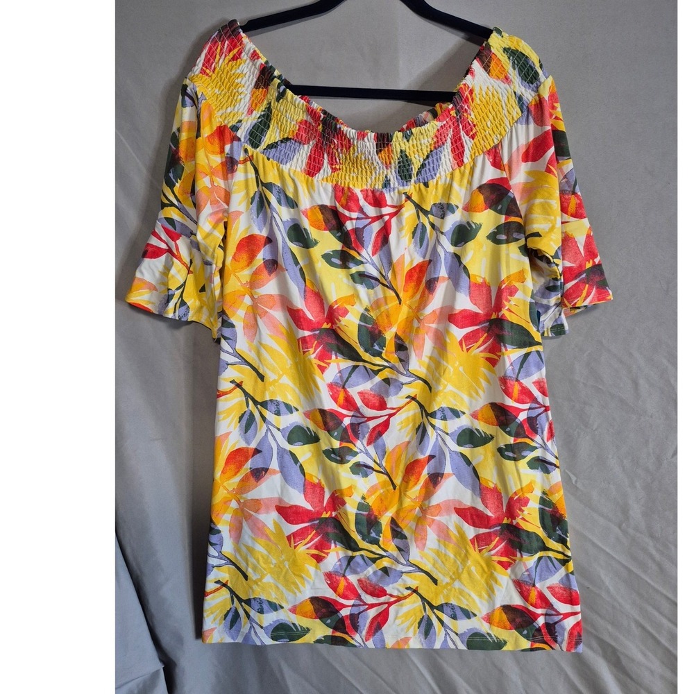 Caribbean Joe Womens Off The Shoulder Dress Extra Large XL Tropical